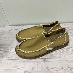 Crocs Santa Cruz Mens Canvas Loafers Khaki Tan Slip On Shoes 10128 Size 8